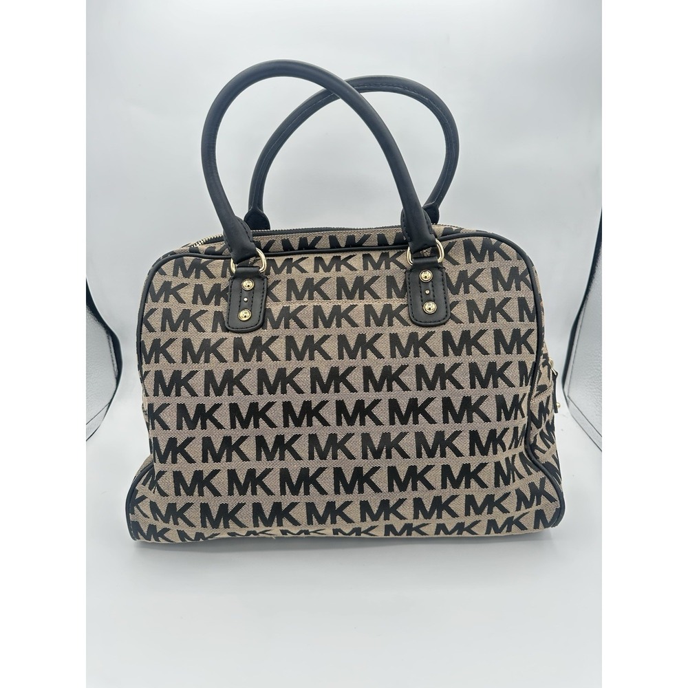 Michael Kors Satchel Handbag With Monogram On Canvas